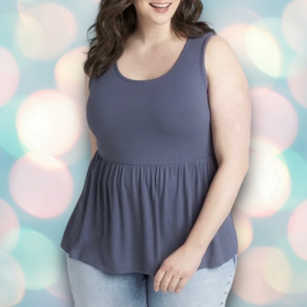 Lane Bryant Women’s Stretchy Ribbed Peplum Tank Top Size 18/20